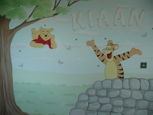 Disney style mural featuring Winnie the Pooh